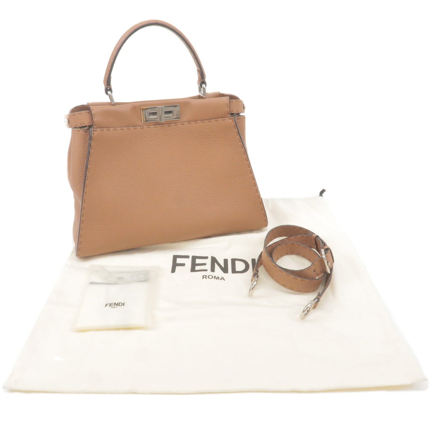 FENDI Selleria Peekaboo Regular Leather 2Way Shoulder Bag 8BN290