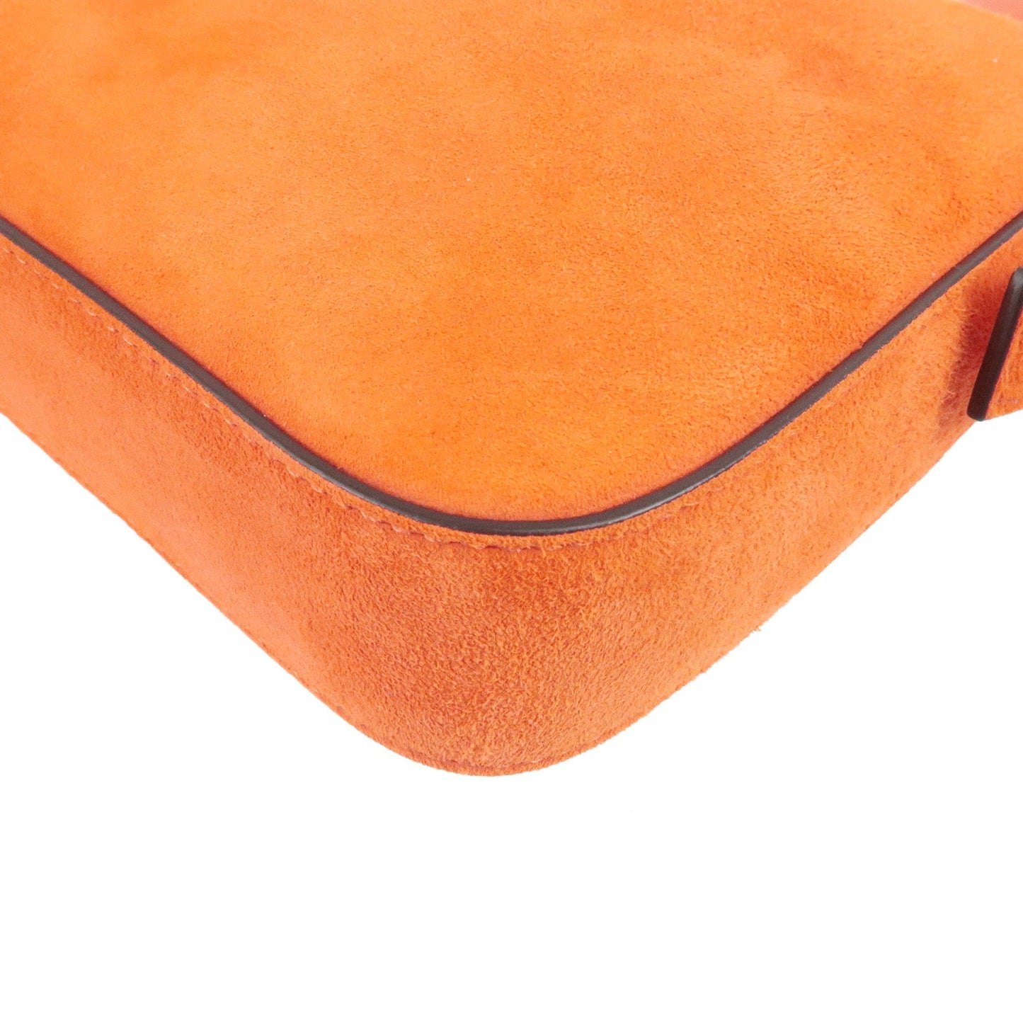 FENDI Mamma Baguette Suede Leather Shoulder Bag Orange 8BR792