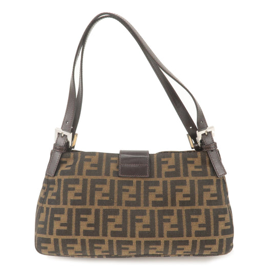 FENDI Zucca Canvas Leather Shoulder Bag Hand Bag Brown Black 26583