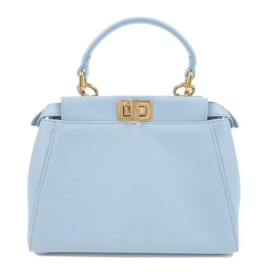 FENDI Mini Peekaboo Leather 2Way Mini Bag Light Blue 8BN244