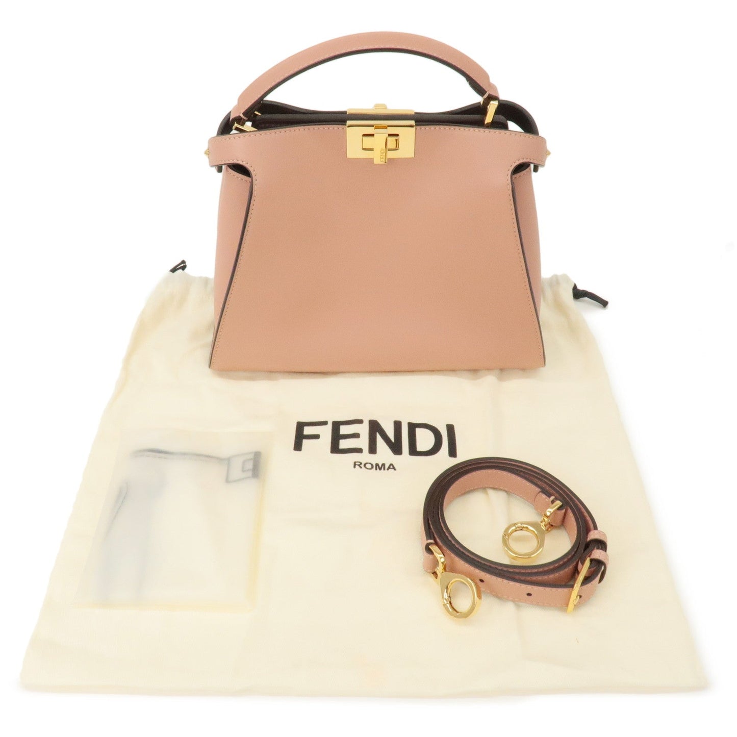 FENDI Peekaboo Iconic Essentially Leather 2Way Bag Pink 8BN302