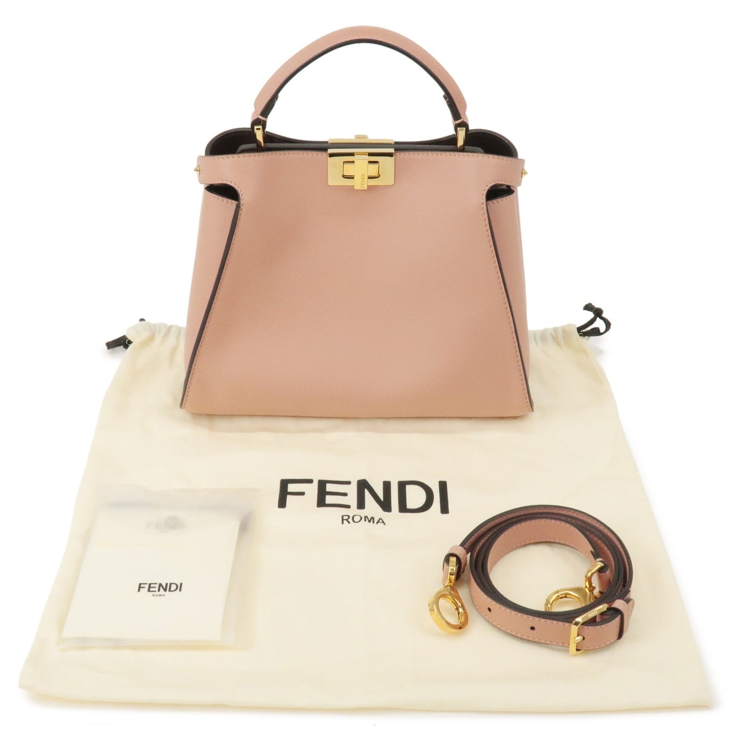 FENDI Peekaboo Iconic Essentially Leather 2Way Bag Pink 8BN302