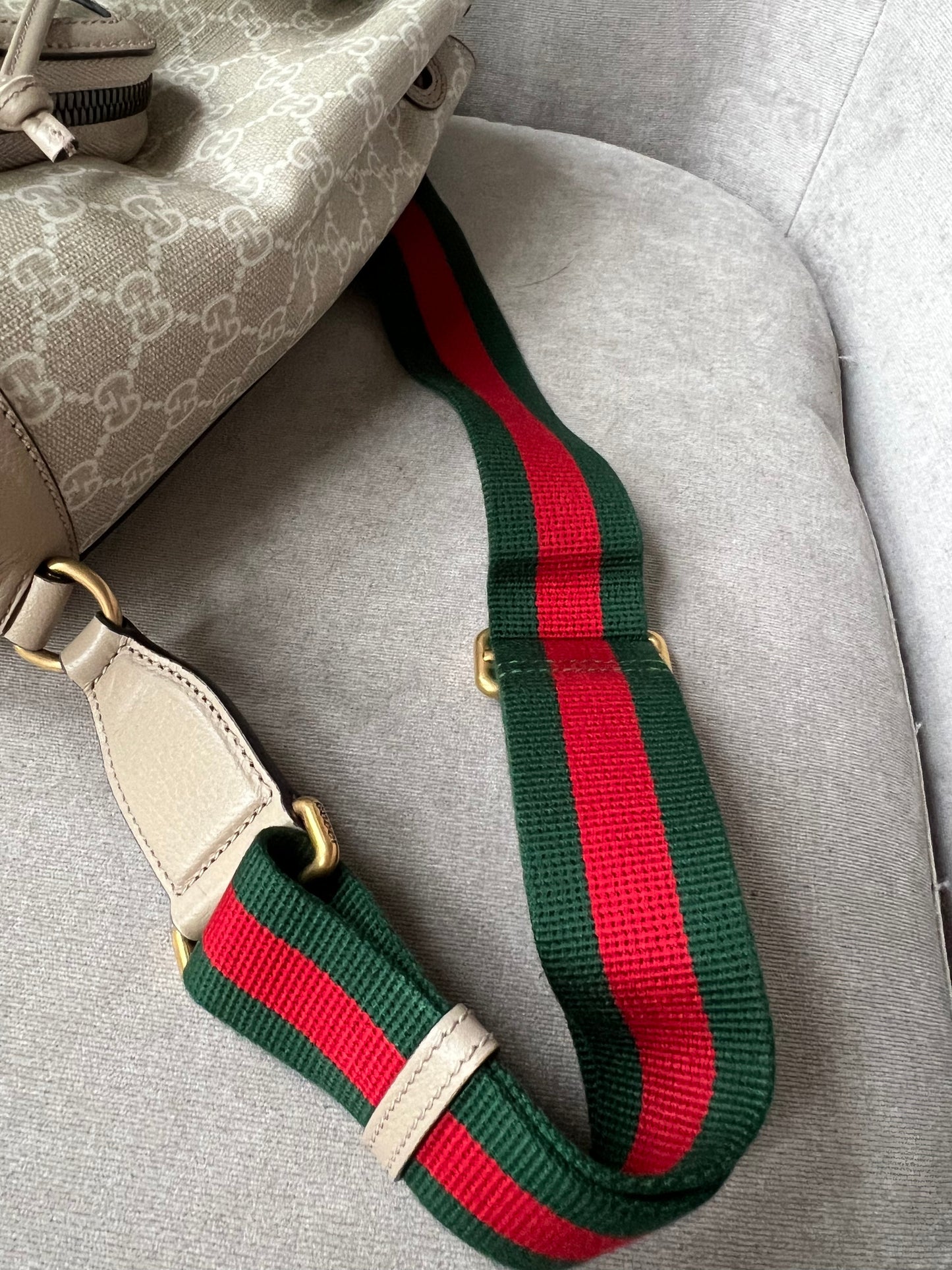 Gucci Beige and White Supreme Canvas Backpack (RRP £1500)