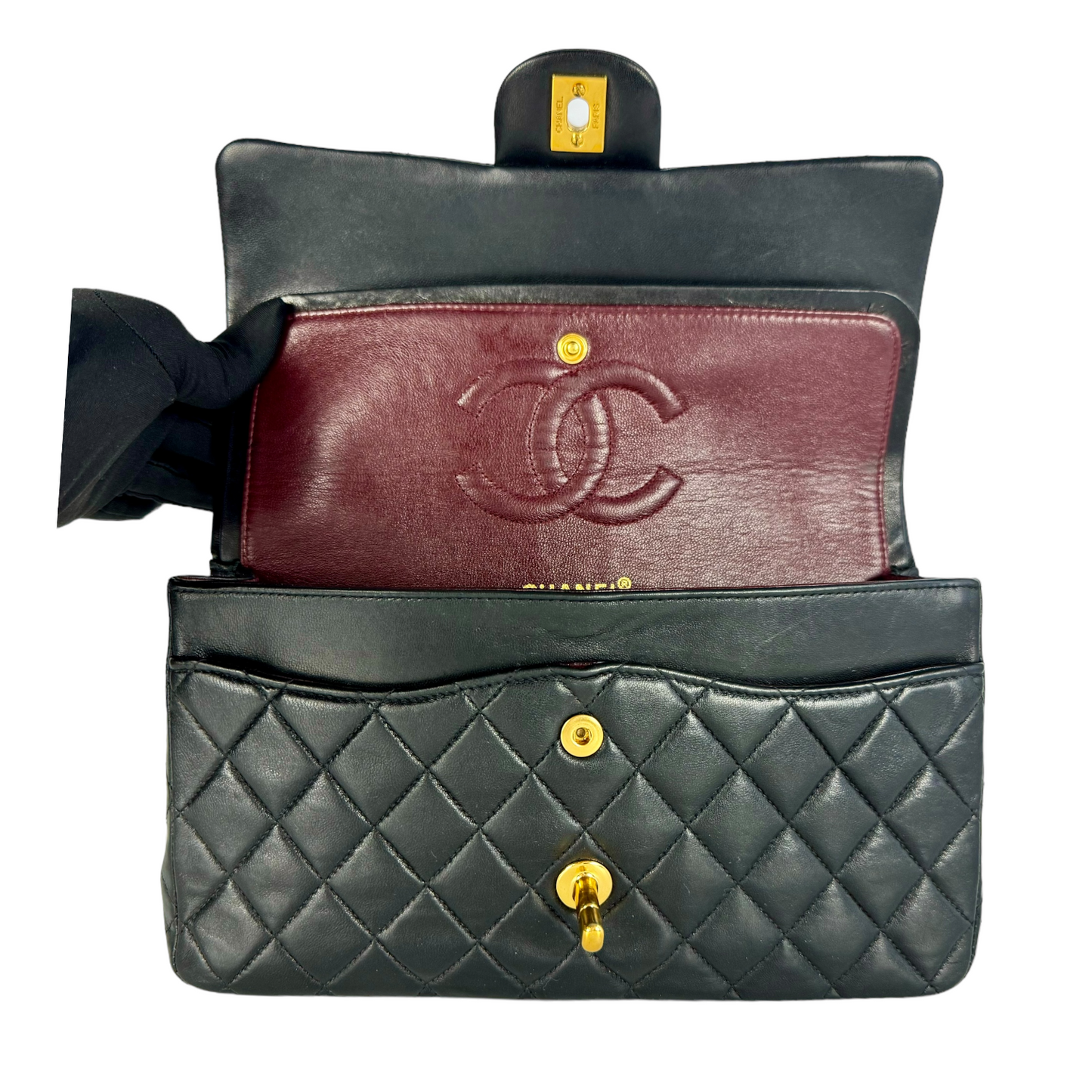 Chanel Classic Double Flap Medium Black Lambskin Gold