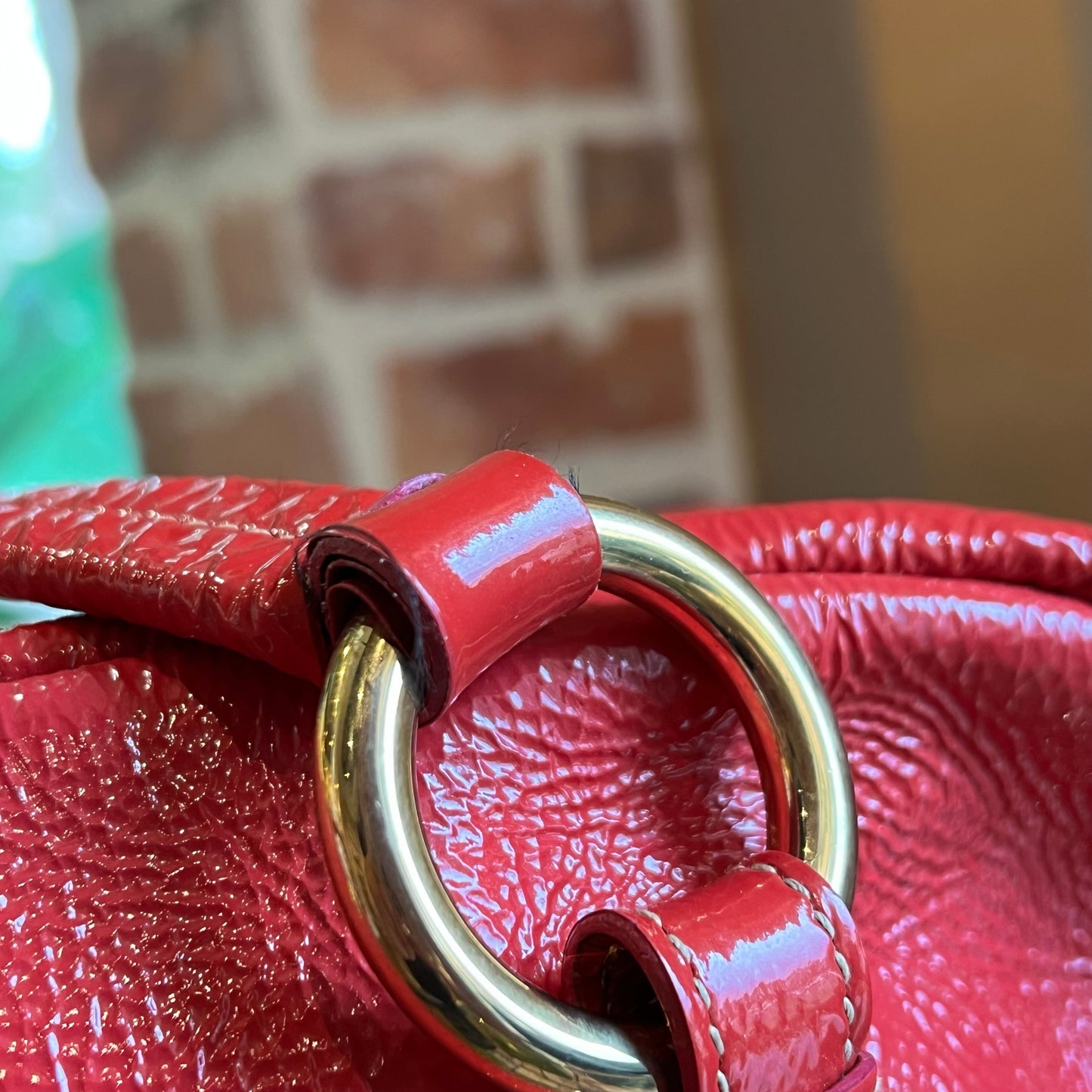 PRADA Fuschia Crinkled Patent Leather Satchel Bag