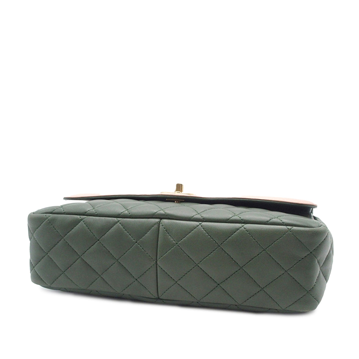 Chanel Two-Tone Flap Bag Green Lambskin Gold