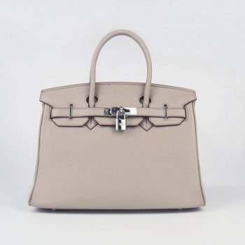 Hermes Birkin 30cm Togo Leather Handbags Grey Silver