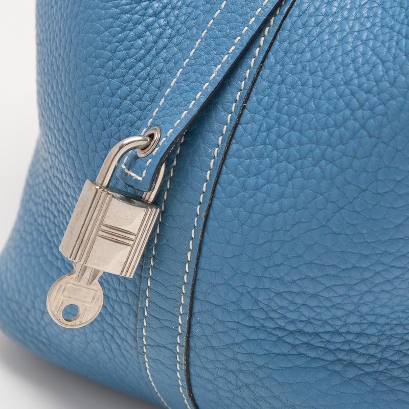 HERMES Picotin Lock MM Handbag  Clemence Blue Jeans Blue Jeans (Silver G) Handbag  Handbag Lady Back ( Delivery)