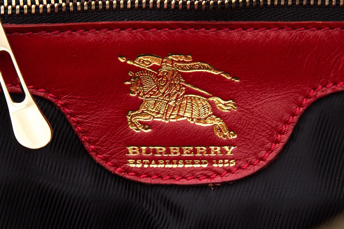 Burberry Red Leather Manor Quilted Tote