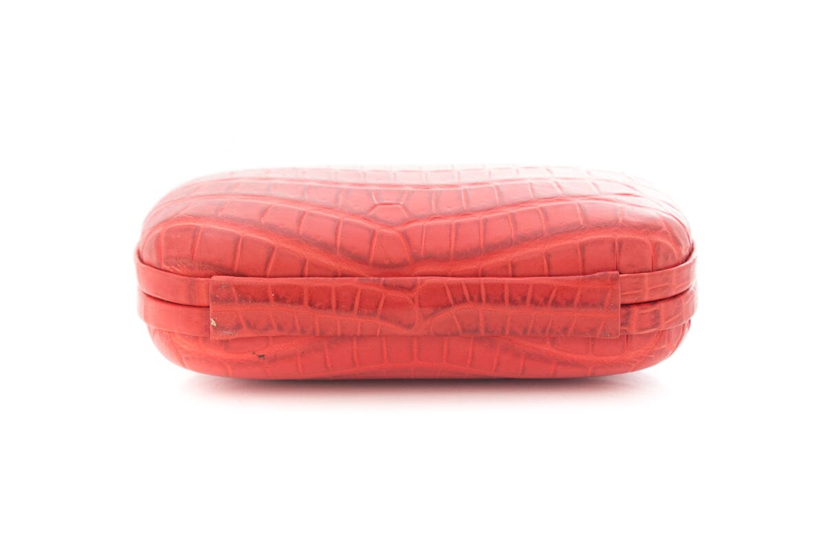 Bottega Veneta Red Embossed Clutch