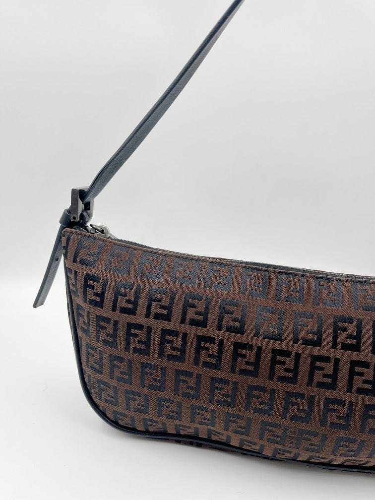 Vintage Fendi Pochette Bag in Brown Zucca Canvas