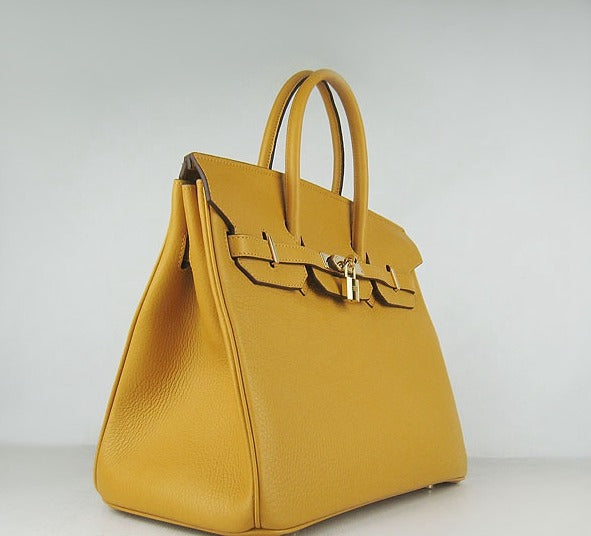 Hermes Birkin 35cm Togo Leather Handbags Yellow Golden