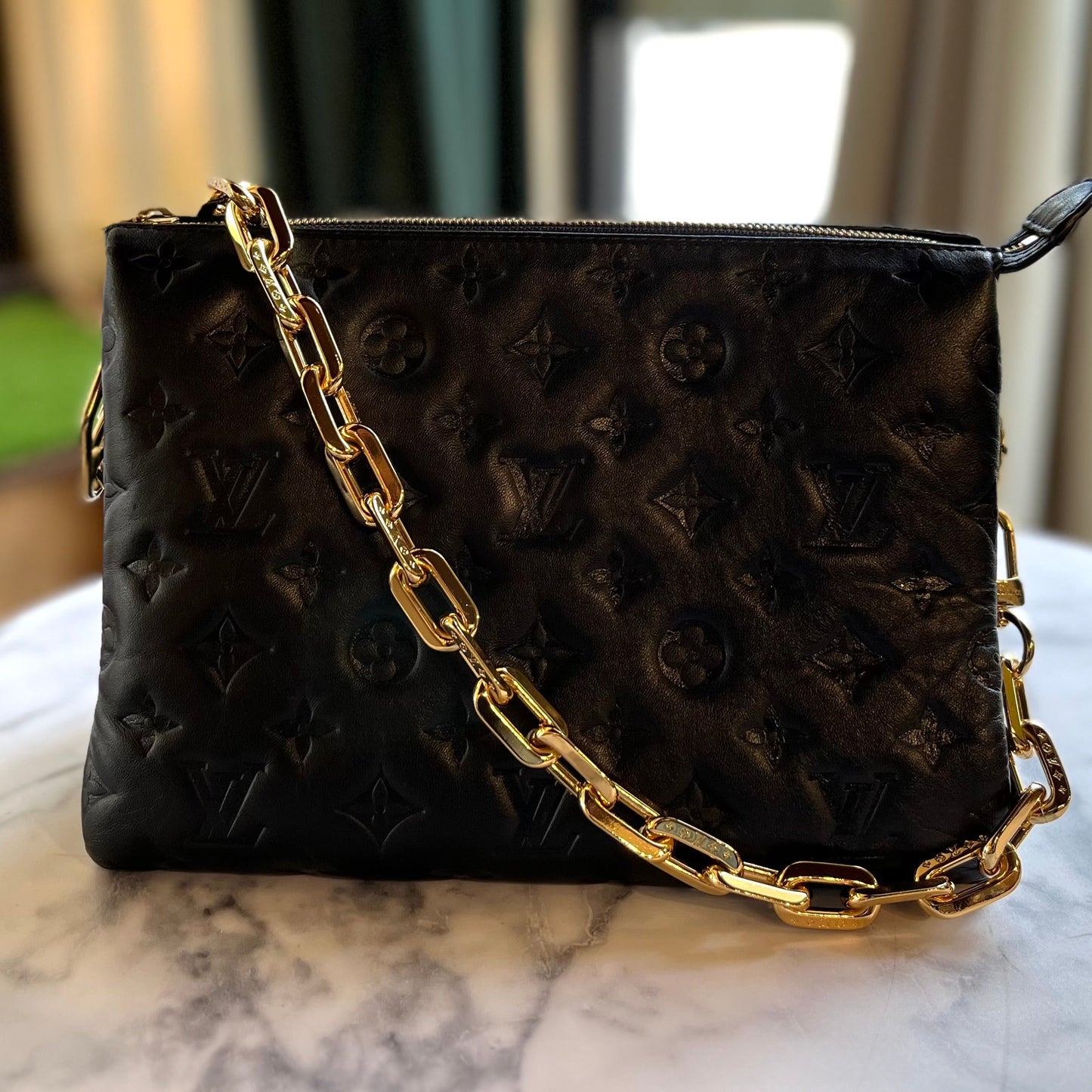 LOUIS VUITTON Black Coussins PM