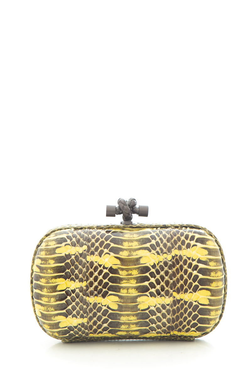 Bottega Veneta Yellow Python "the Knot" Clutch