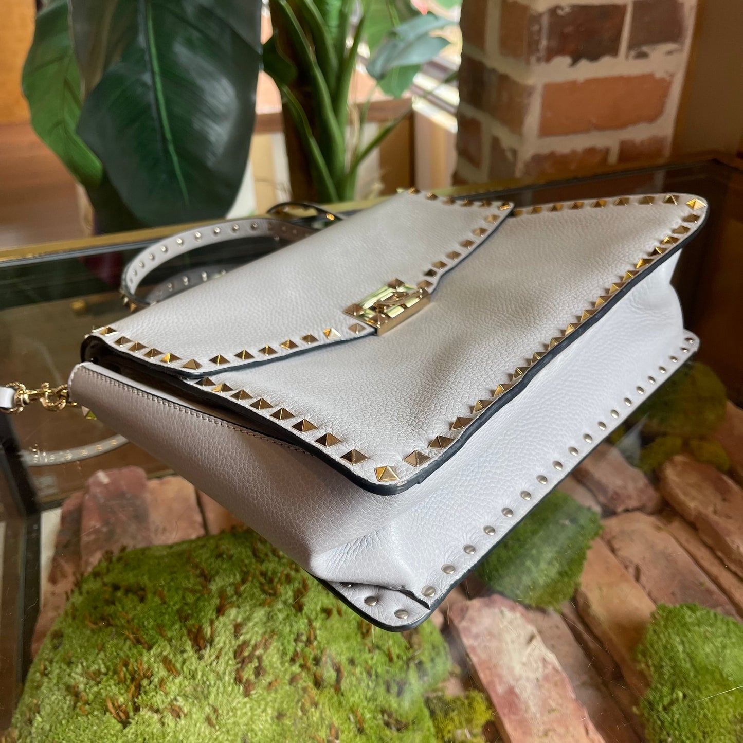 VALENTINO Gray Rockstud Shoulder Bag TS