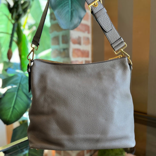 PRADA Gray Daino Leather Shoulder Bag TS3130