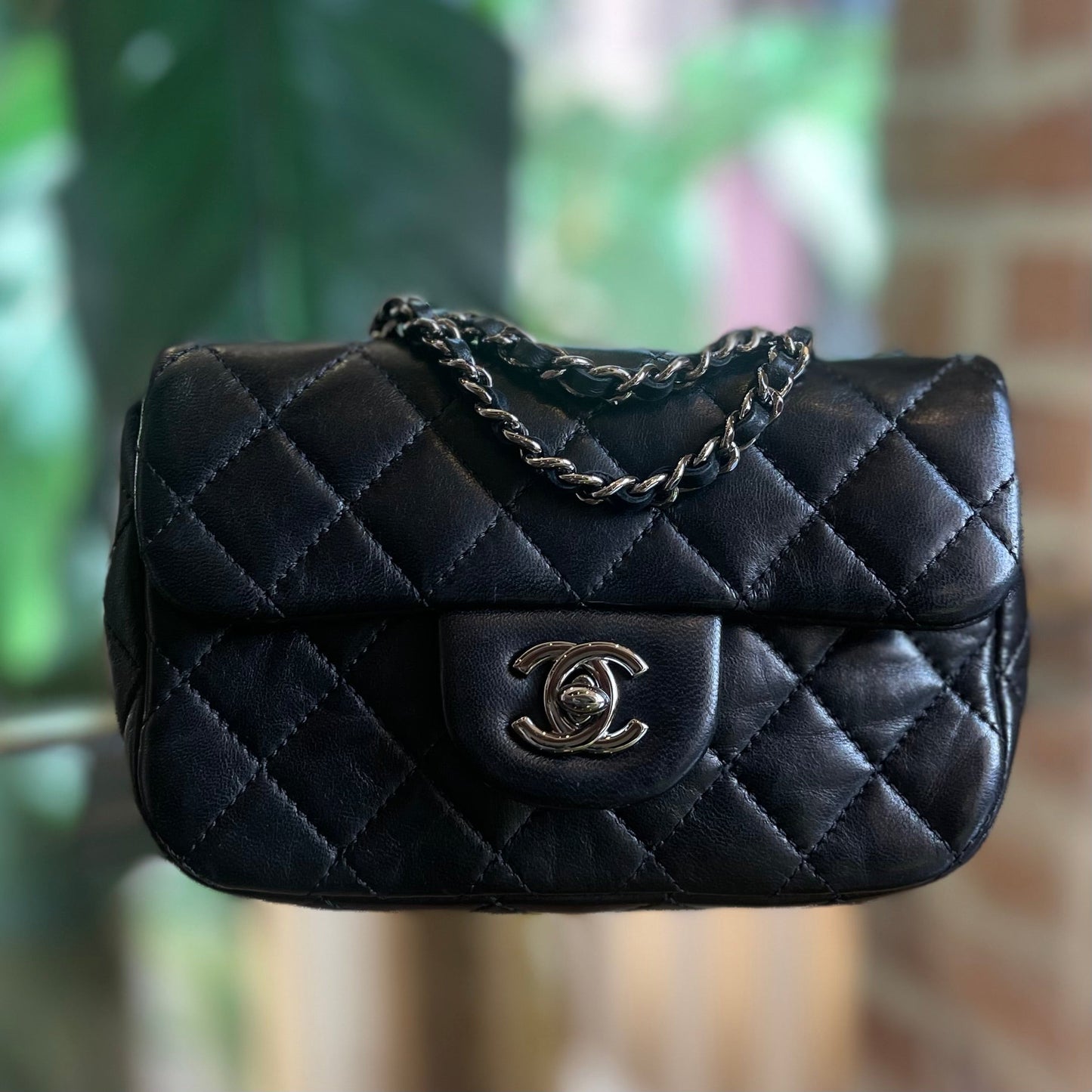 CHANEL Mini Black Quilted Lambskin Flap Bag ADI1075