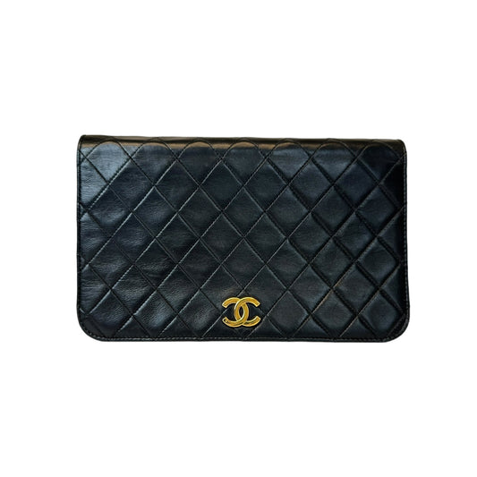 Chanel Flap Bag Push Lock Medium Black Lambskin Gold