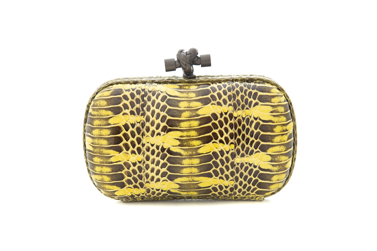 Bottega Veneta Yellow Python "the Knot" Clutch