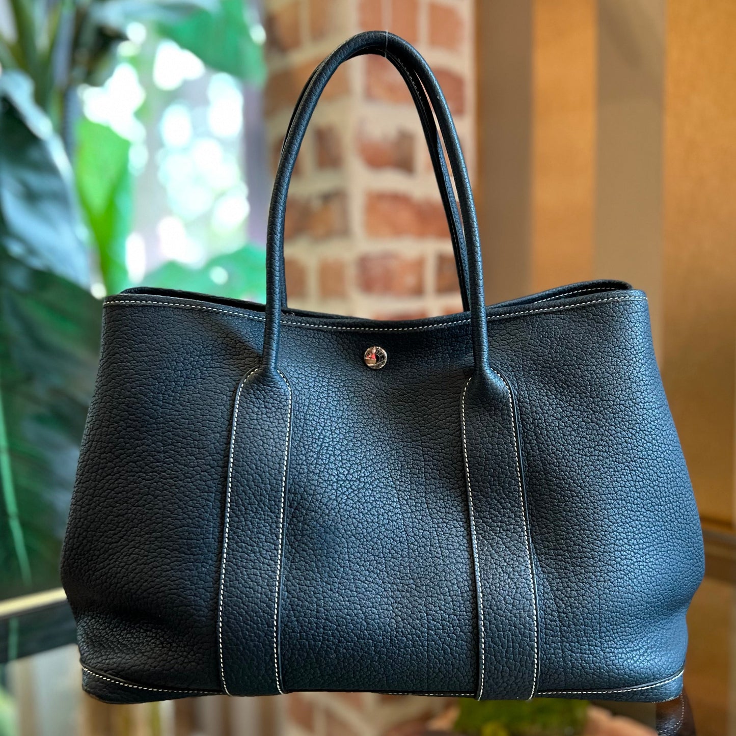 HERMES Garden Party PM Fjord Steeple Blue Tote Bag