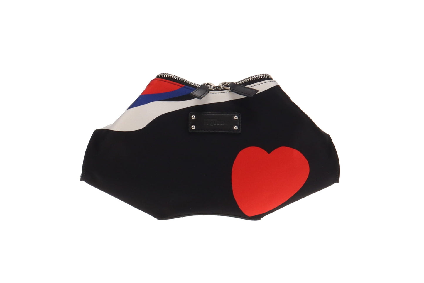 Alexander McQueen Black/Red/Blue Satin De Manta Clutch