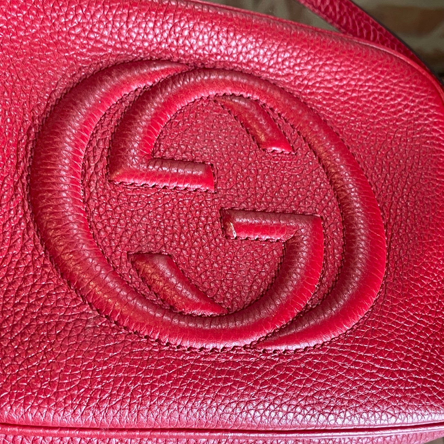 GUCCI Red Leather Soho Crossbody