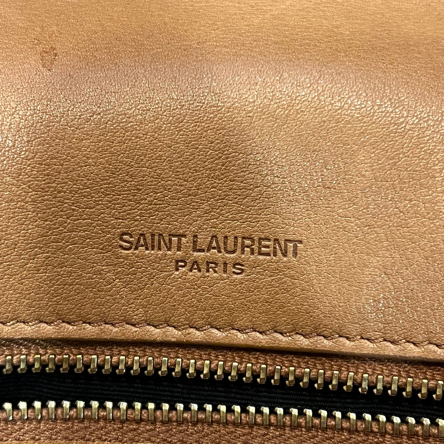 SAINT LAURENT Niki Medium Cognac Lambskin Monogram Chain Satchel