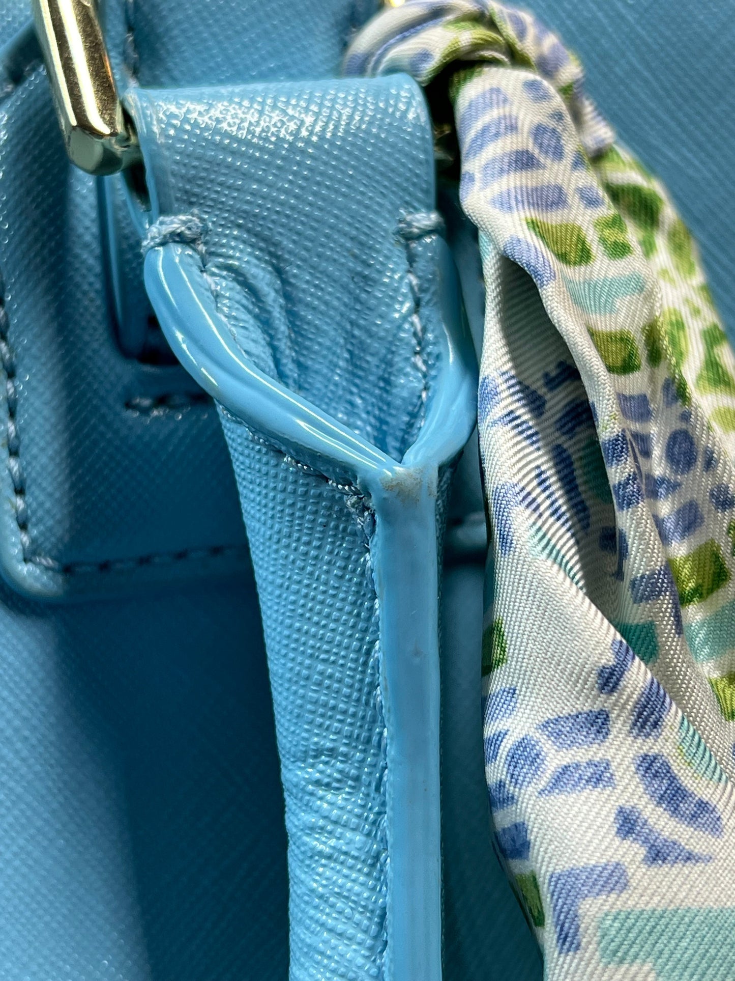 TORY BURCH Light Blue Patent Leather Robison Tote