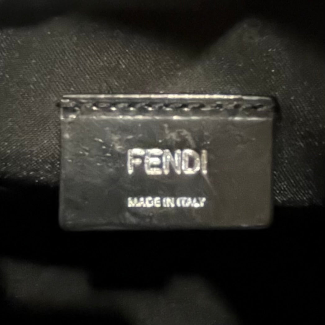 Fendi Navy Blue Logo Stamp Buckle Backpack Canvas