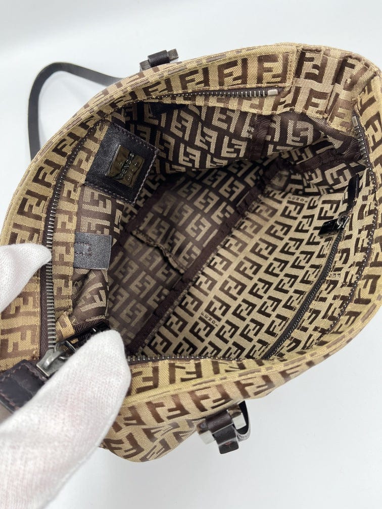 Vintage Fendi Shoulder Bag in Brown Zucca Canvas