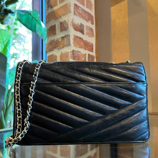 CHANEL Black Chevron Gabrielle Flap Bag ADI1070