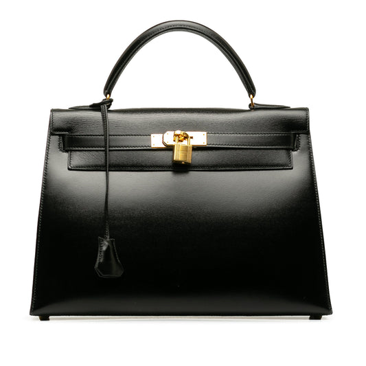 Hermès Kelly 32 Black Box Calf Gold