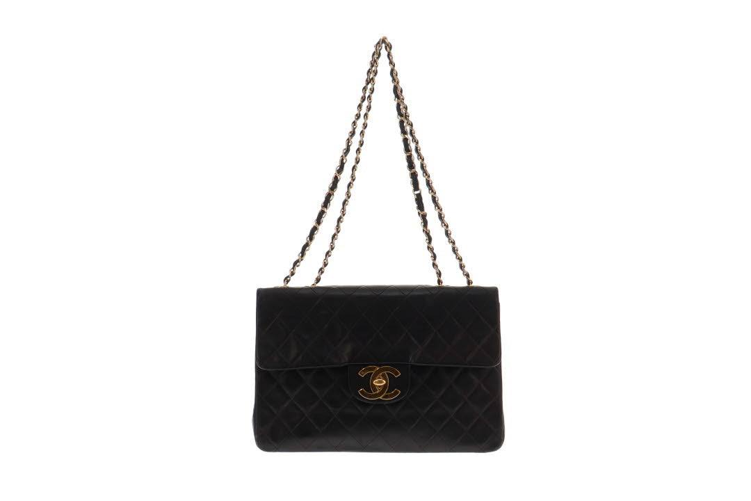 Chanel Classic Black Lambskin Vintage Maxi Single Flap Bag 1994/96