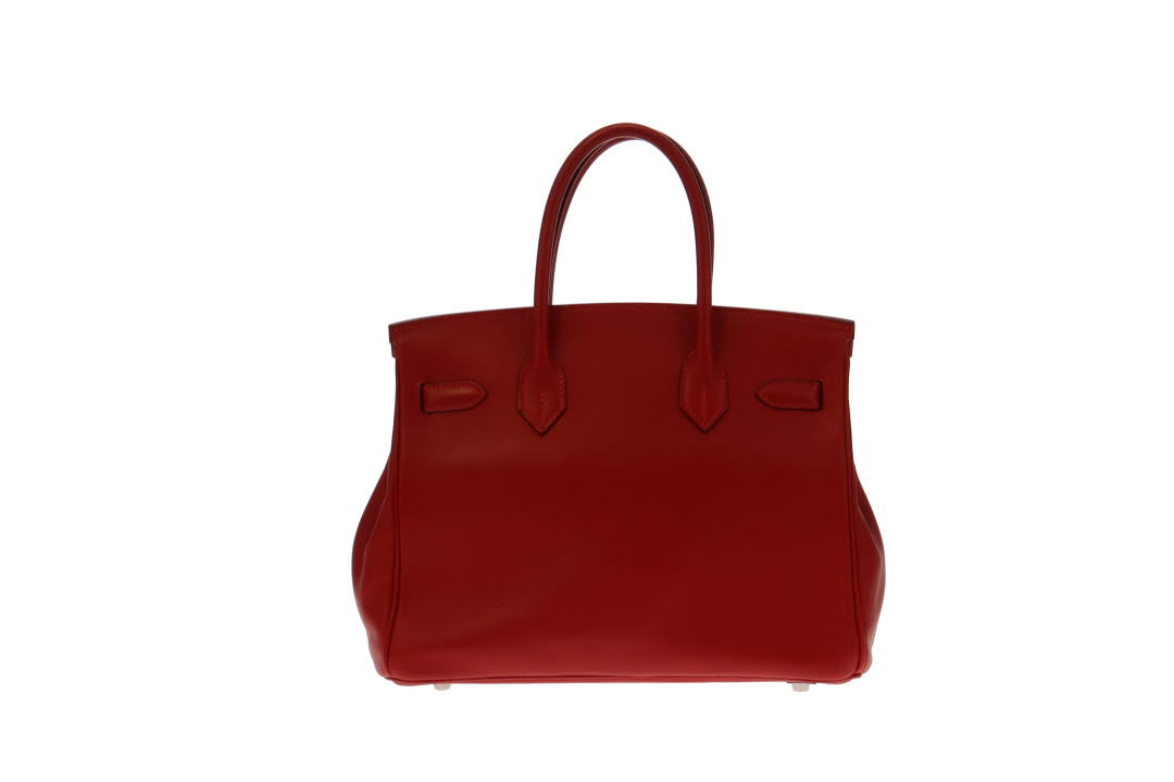 Hermes Rouge Birkin 30 Swift Leather With Palladium Hardware