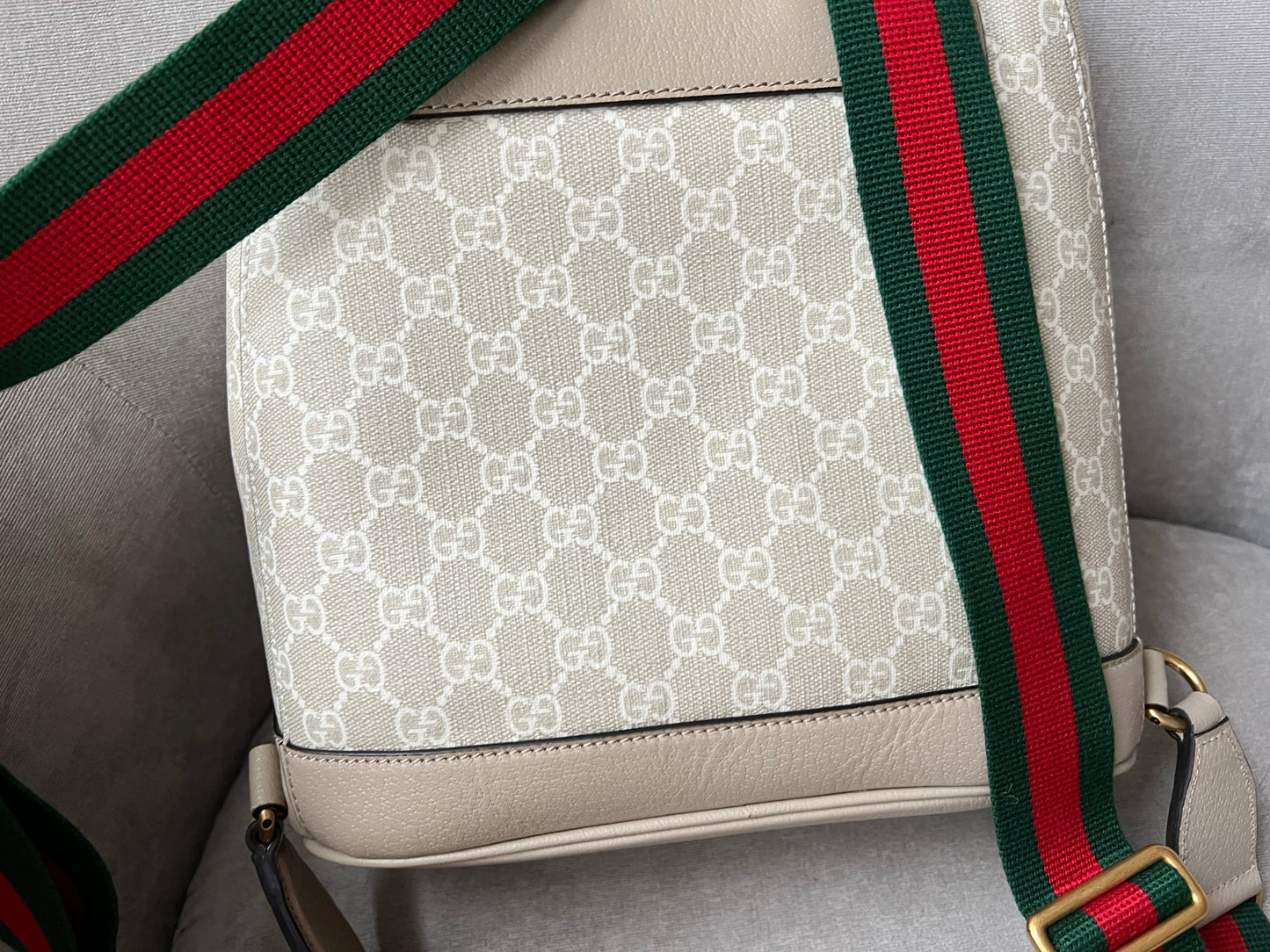 Gucci Beige and White Supreme Canvas Backpack (RRP £1500)