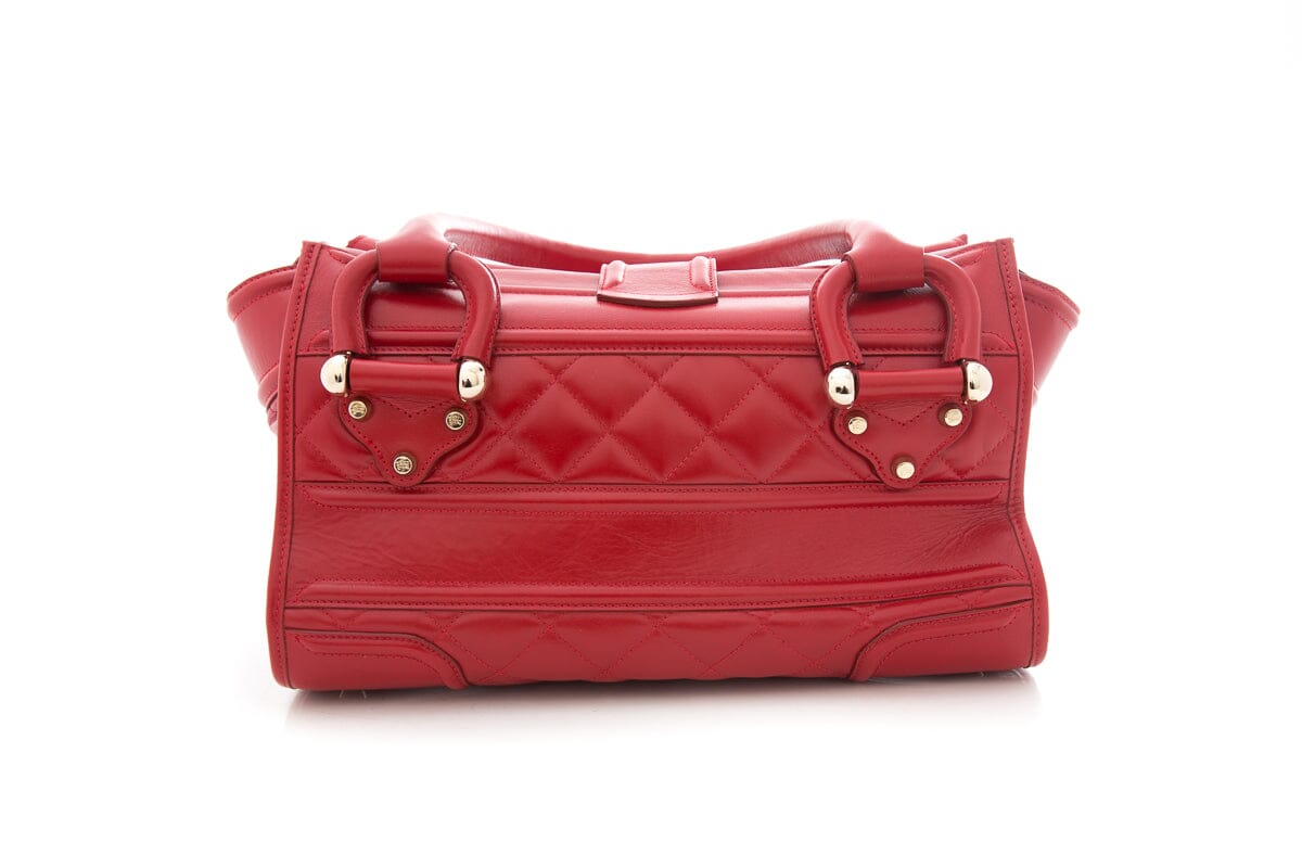 Burberry Red Leather Manor Quilted Tote