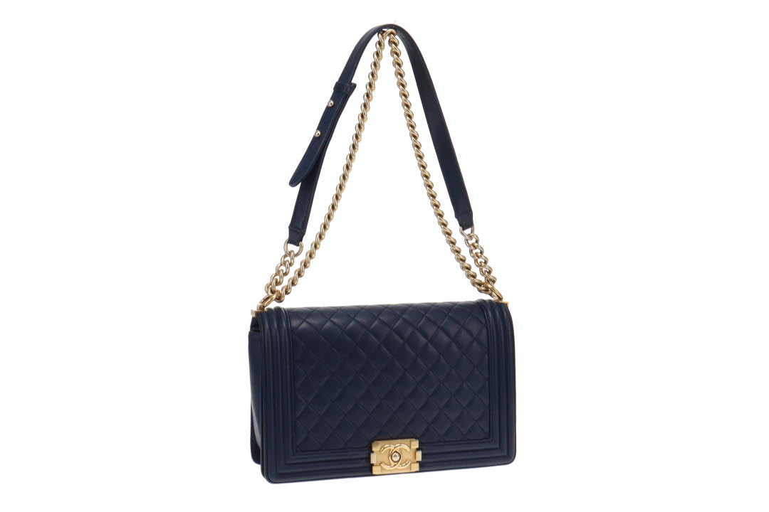 Chanel Navy and GHW New Medium Boy Bag 2015/16 (21 series)