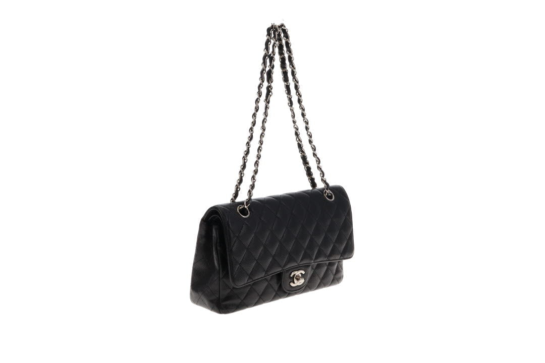 Chanel Black Caviar Silver HW Medium Classic Double Flap 2011