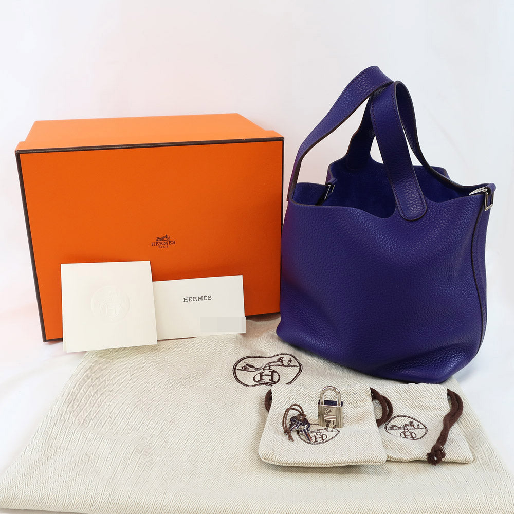 HERMES Hermes Picotin Lock PM  N刻 2010 manufactured  Pearl Silver   Clemence Handbag