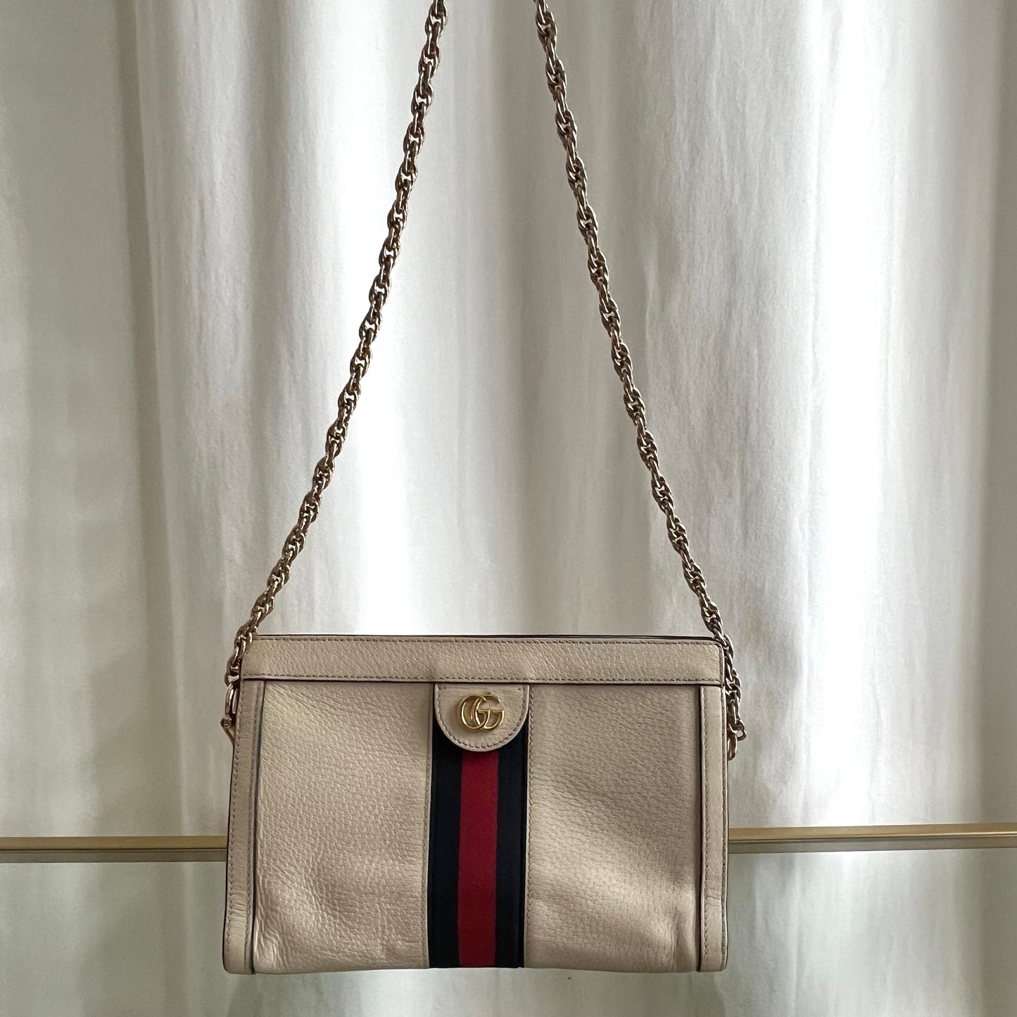 GUCCI White Ophidia Leather Small Shoulder Bag