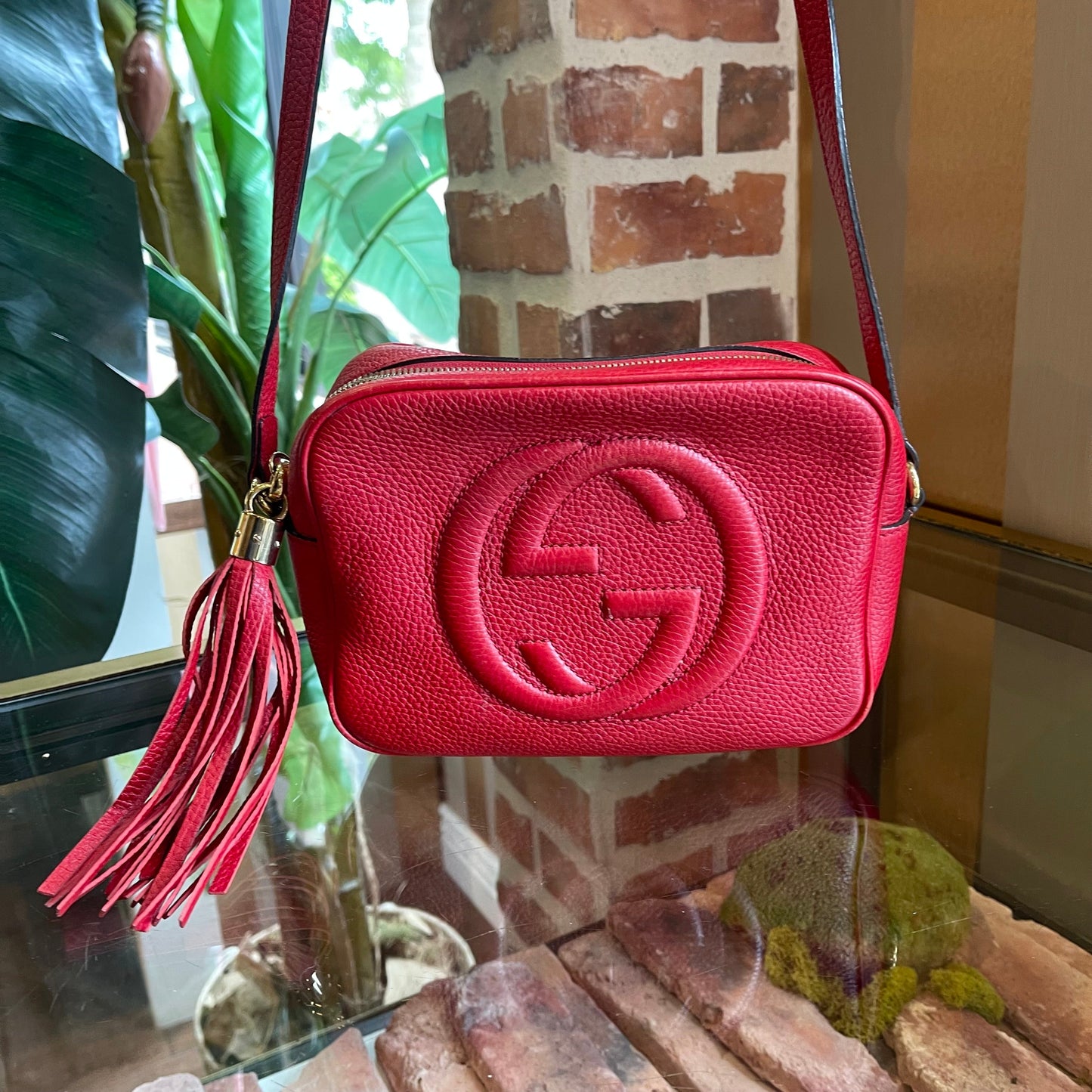 GUCCI Red Leather Soho Crossbody