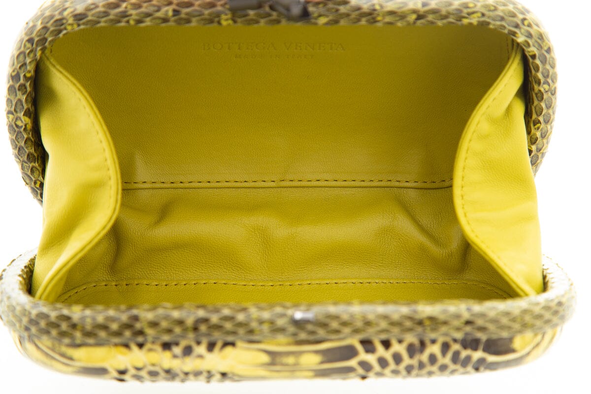 Bottega Veneta Yellow Python "the Knot" Clutch