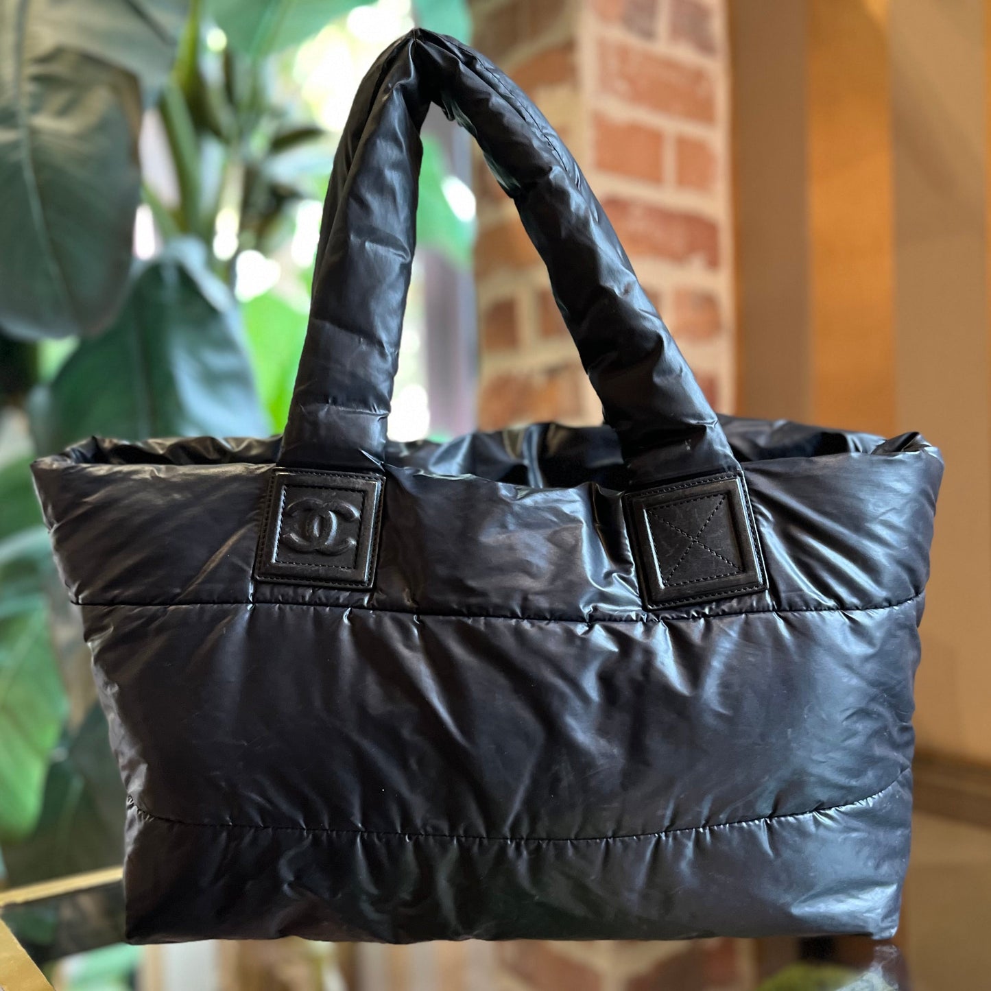 CHANEL Coco Cocoon Large Black Nylon Quilted Tote