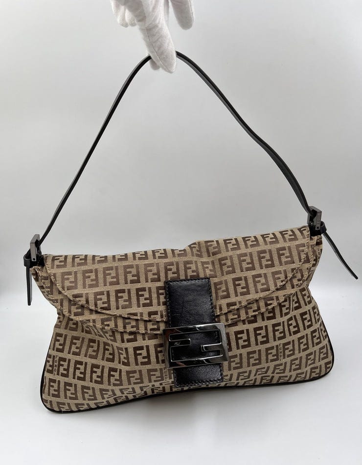 Vintage Fendi Mini Mamma Baguette in Brown Zucchino Canvas