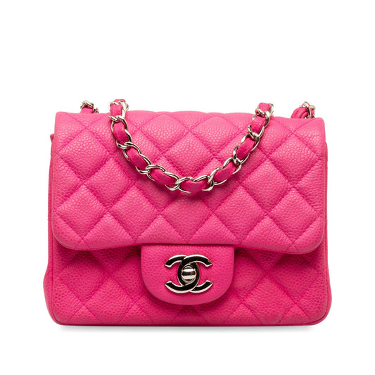 Chanel Classic Single Flap Mini Square Pink Caviar Gold