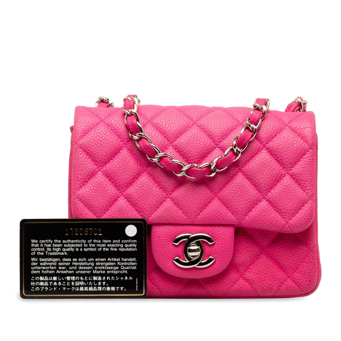 Chanel Classic Single Flap Mini Square Pink Caviar Gold