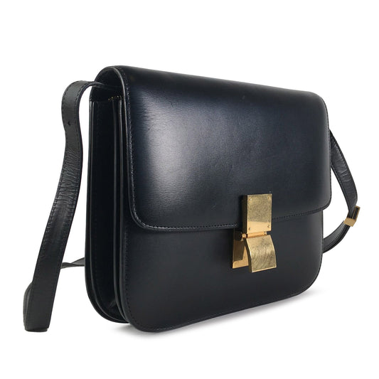 Celine Classic Box Medium Black Calfskin