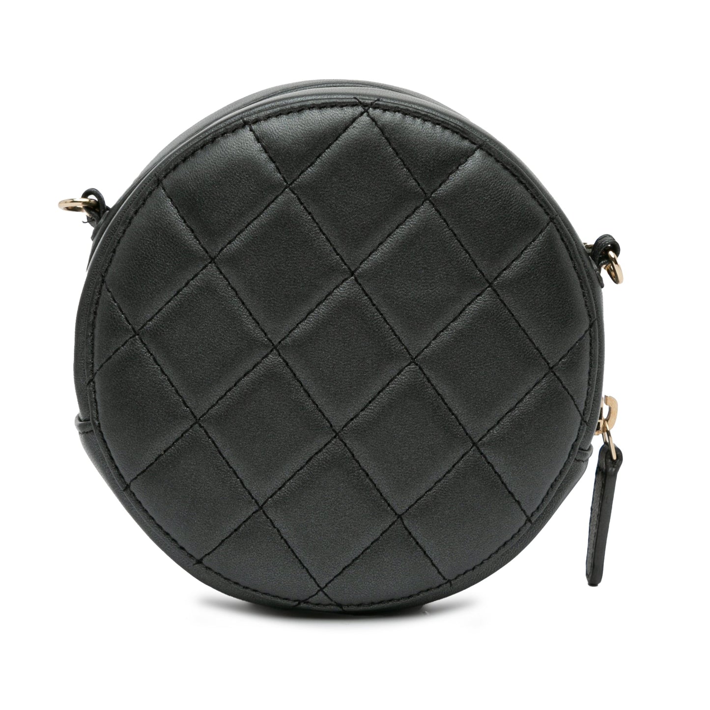 Chanel Round Pearl Clutch with Chain Black Lambskin