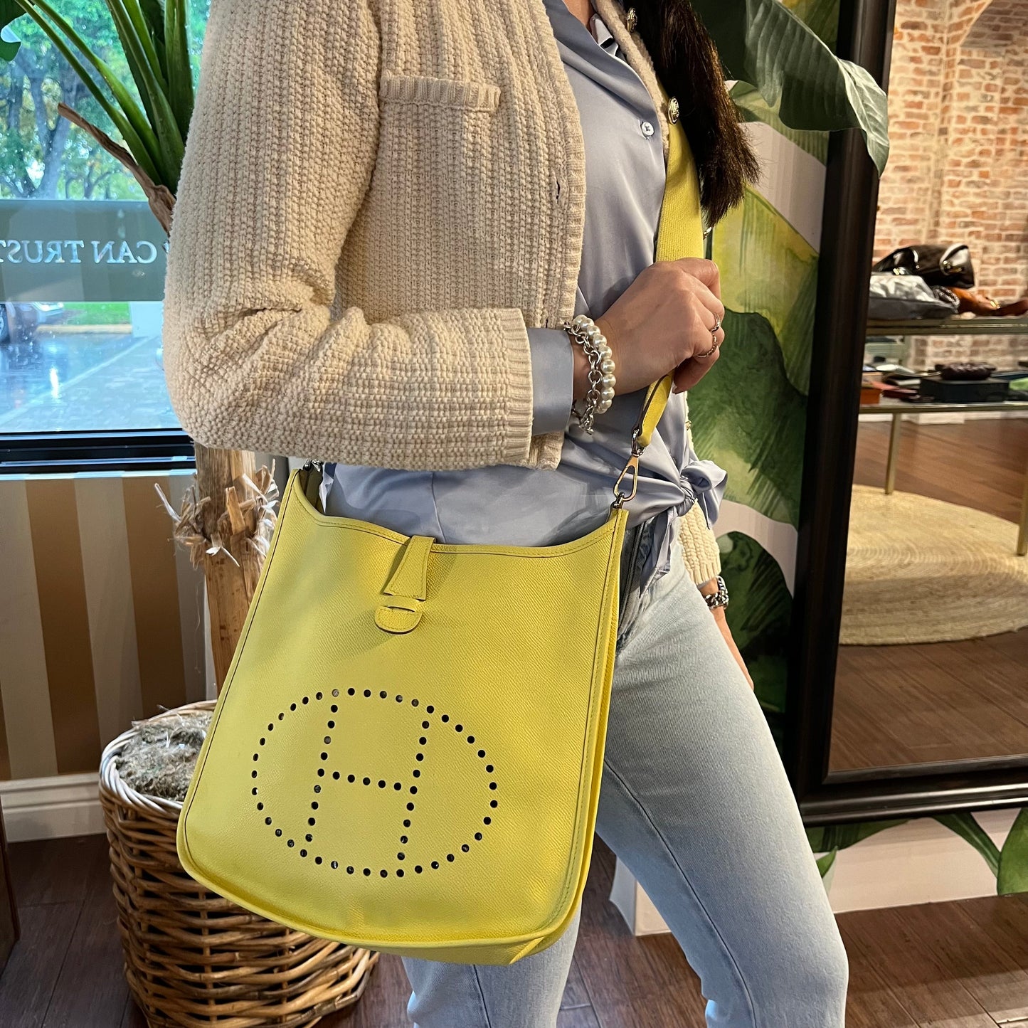 HERMES Lime Epsom Evelyne III 29 PM