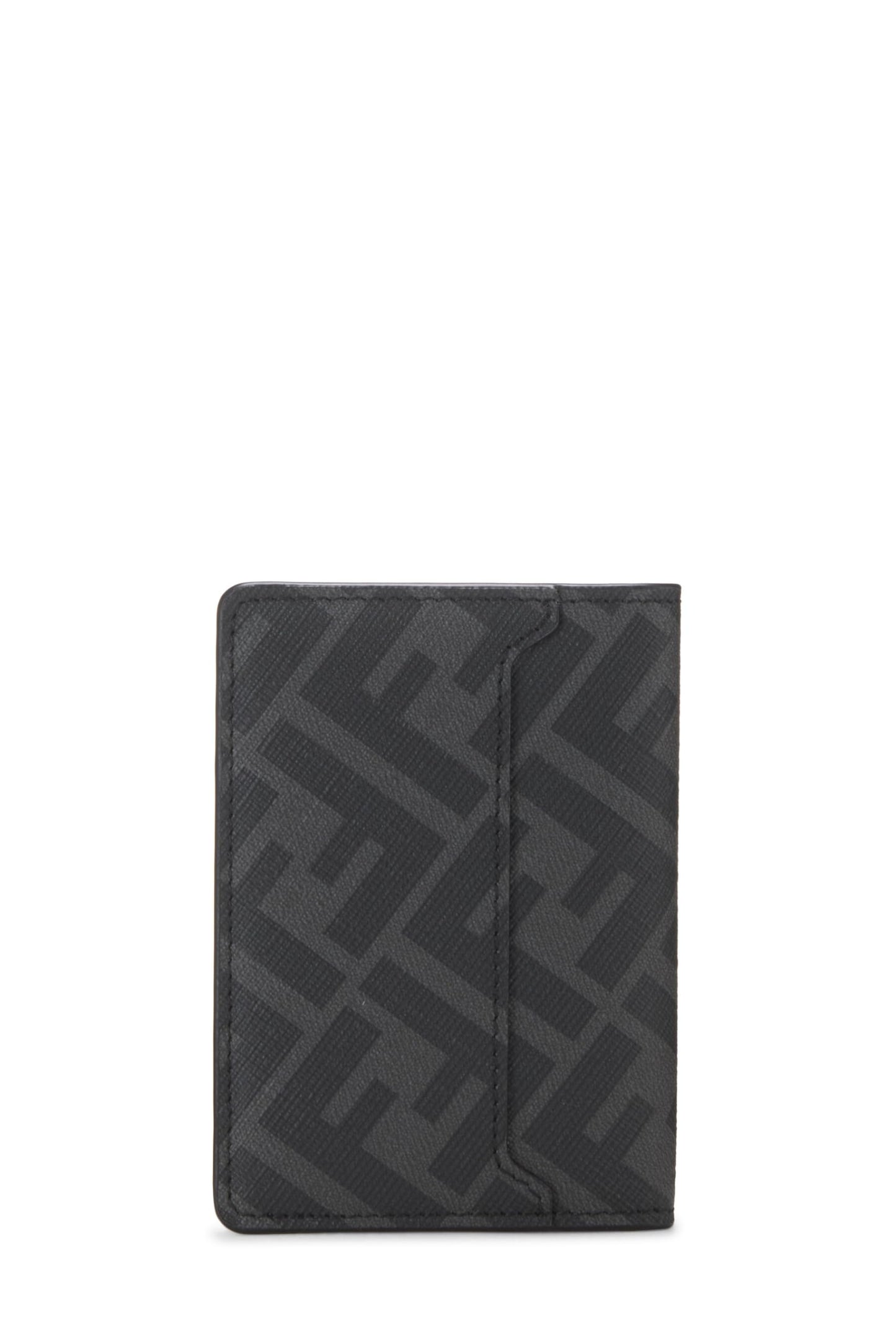 Fendi,  Black Zucca Coated Canvas Card Case, Black